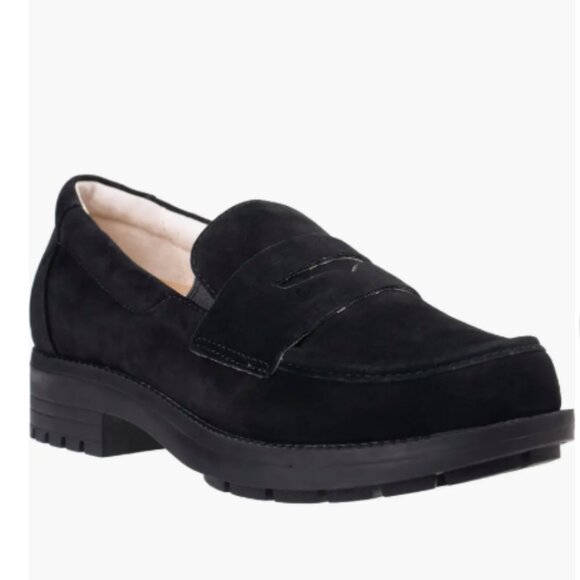 REVITALIGN Shoes - Revitalign Laurel Black Suede Leather Penny Loafer Lug Sole Shoe Women's Size 10